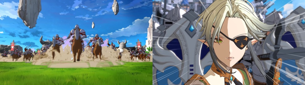 Cavalry and enemy leader cinematic scenes